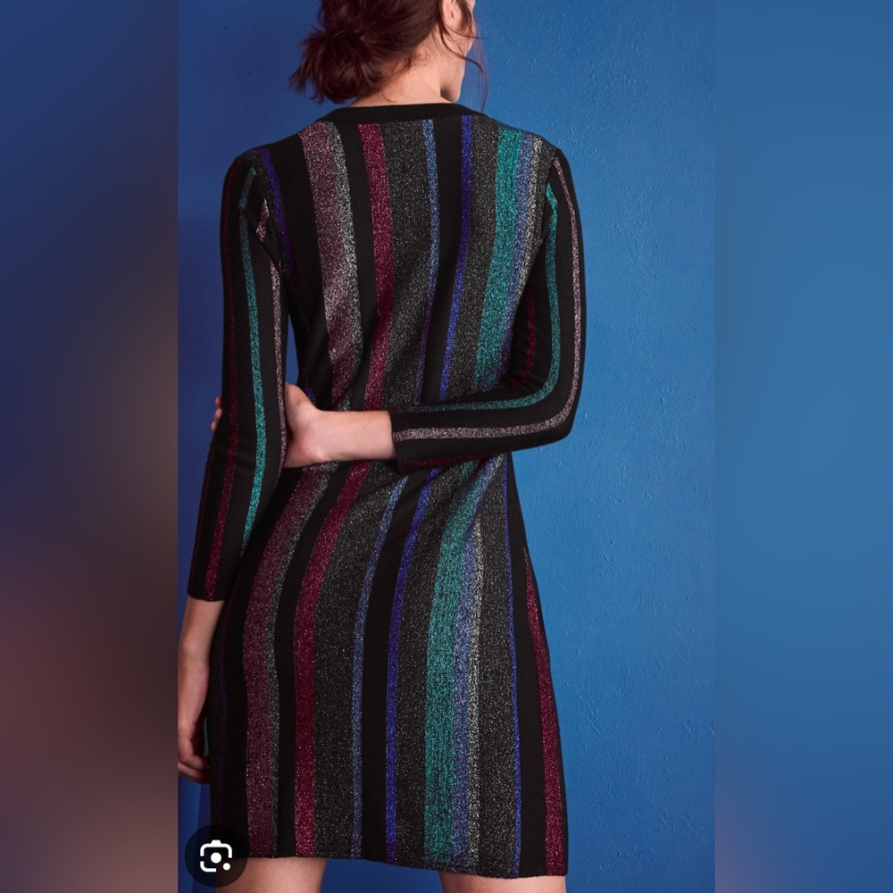 Ted Baker  shimmer Striped Glitter Dress - Picture 2 of 7